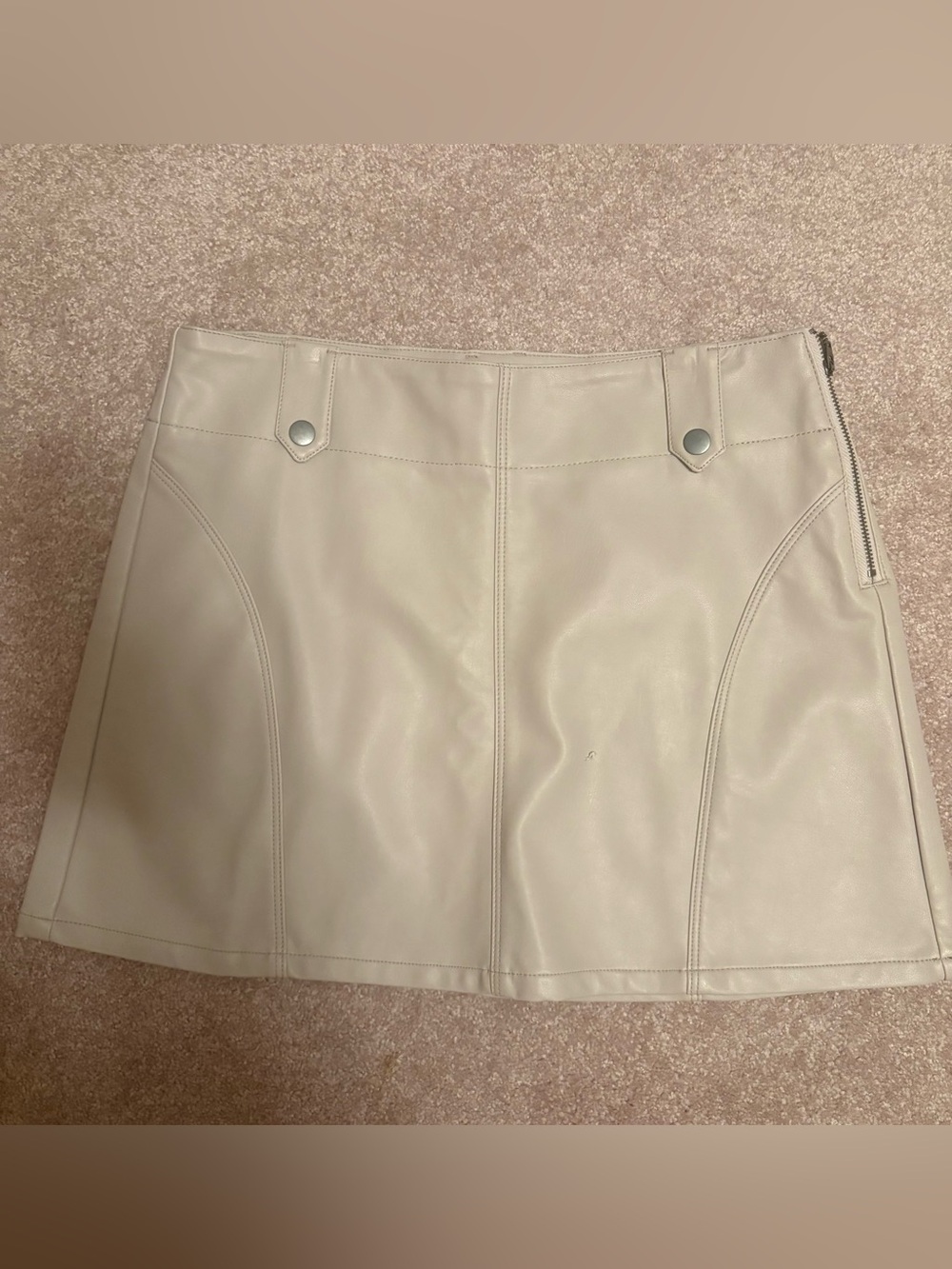 We the Free by Free People Size 27- light beige/gray faux leather mini skirt